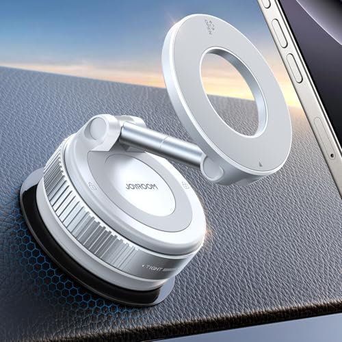 JOYROOM Soporte Móvil Coche Magsafe Ventosa, Soporte Magnetico Movil Vacío con 360°Brazo Metálico, Iman Coche Movil Plegable para iPhone 17 16 15 14 13 12 y Funda MagSafe