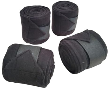 SIE EQUESTRIAN Horse Leg Bandage/Horse Leg wrap (Set of 4) Red, Blue, Navy Blue, Black, Pink, and White (BLACK)