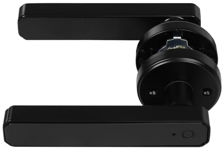 Smart Door Lock, 5-in-1 Indoor Electronic Fingerprint, Keyboard Password, Bluetooth, Door Handle Lock with Keys for 35-55mm Door Thickness Bedroom- (Black)