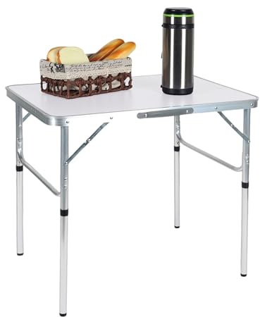 Relaxdays Campingtisch, klappbar, höhenverstellbar, HxBxT:70x75x55 cm, Aluminium, MDF, wetterfest, Gartentisch, Farbwahl