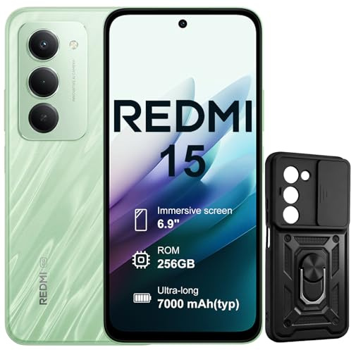 XIAOMI Redmi 15 Smartphone 5G, 8GB/256GB, 6.9 Confortable pour Les Yeux,Pouces Batterie 7000 mAh, Charge Rapide 33 W et Charge inversée 18 W, Coque Inclus (Vert)