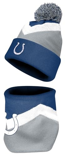 FOCO NFL Unisex-Erwachsene Offiziell lizenziertes Primär-Logo, Team-Farbe, 2er-Pack, Halswärmer, Gamasche und Strickmütze mit Bündchen, Indianapolis Colts, Einheitsgröße