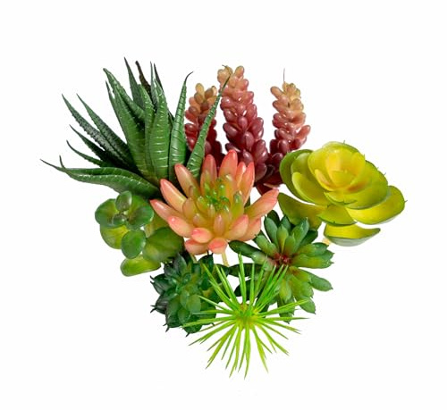 AOCGDDS Mini Artificial Succulents 8PCS, Faux Plants for Home Decor | PVC mini faux succulents for home desks, office shelves, party tables, garden displays and DIY craft projects; 8pcs mixed set