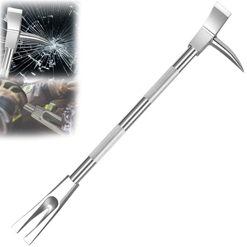 Halligan Brechstange für Feuerwehrleute, 3-in-1 Axtkopf, Dorn und Gabel, Halligan Brechstange für gewaltsames Eindringen, 30in Multifunktions-Brechstange, Metallaufbruchwerkzeug