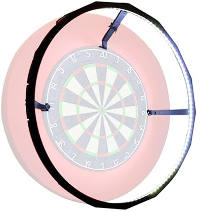 Dartscheibe Beleuchtung，Dart Lichtring，360° Dart Beleuchtung für Helligkeitsregelung Licht für Dartscheibe Steeldart，Dartboard Lighting System, Schwarzer Rahmen，Weiße LED Surround Ring Light