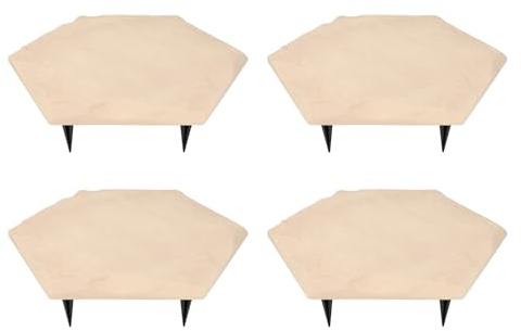 4 Trittsteine ​​mit 24 Erdspießen für den Außenbereich, Garten, Hof, Rasen, Weg, Polypropylen, Wetter (Beige)