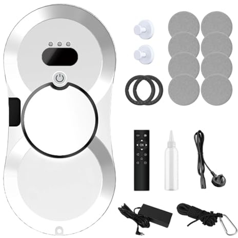 Robot Window Cleaner 5600Pa, Robot Window Cleaning with Remote Control, Automatic Window Cleaner With Water Spray Function, 3 Cleaning Modes, Intelligent Edge Monitoring, for Windows Mirror Tiles
