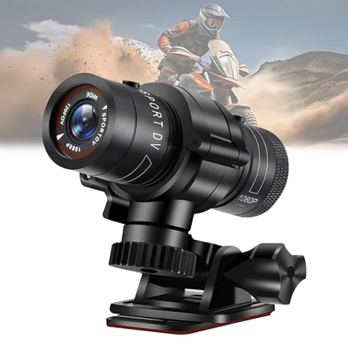 Cámara de Casco Moto y Bicicleta, 1080P HD Mini Action Cam con 120° Gran Angular, Grabación en Bucle, Resistente al Agua – Cámara de Moto y Dashcam para Bici, Casco y Aventuras al Aire Libre