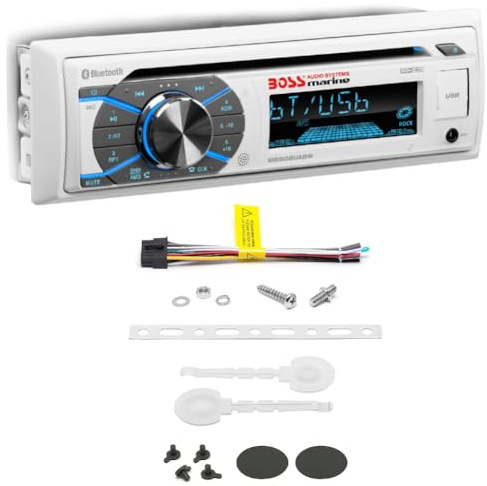 Kit Set para Boss Audio Systems MR508UABW, estéreo Single DIN, Multimedia Digital, Receptor Am/FM, AUX/USB/MP3, con Bluetooth, para Uso marítimo, 1 Unidad + Llaves de extracción gratuitas