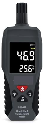 Misuratore di umidità, Misuratore di temperatura igrometro umidità digitale ad alta precisione LCD a colori rilevatore calibro tester -10-50°C per Giardino, Fattoria