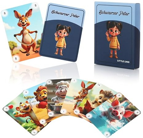 Little Lino Schwarzer Peter Kartenspiel für Kinder - Spieleklassiker als Reisespiel - Gesellschaftsspiel Geschenk für Mädchen und Jungen ab 4 5 6 Jahren