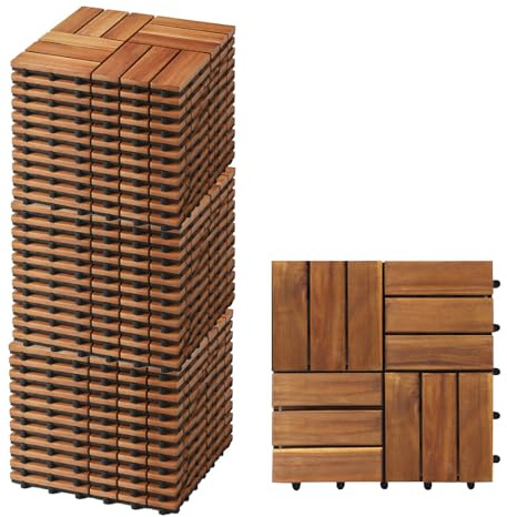 Ma Maison Set di Piastrelle in Legno di Acacia 30x30x2h cm - 12 Dogne Ciascuna, Pavimento Esterno, Giardino, Sistema a Incastro, per Terrazza, Patio, Resistente - Set da 36PZ