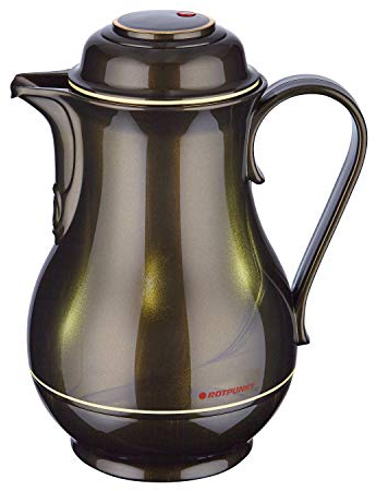 ROTPUNKT Thermos Jug 830 Christa 1.2 L | Dual Function Twist Cap | BPA-Free - Healthy Drinking | Made in Germany | Warm and Cold | Glass Insert | Black Honey