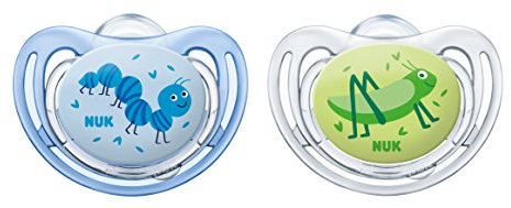 NUK Freestyle Silikon-Schnuller, kiefergerechte Form, 0-6 Monate, 2 Stück, Boy, blau