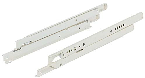 Gedotec Schubladen-Schiene Vollauszug 300 mm Rollenführung für aufliegende Montage | Schwerlast-Schienen mit Tragkraft 50 kg | RAL 9001 weiß | MADE IN AUSTRIA | 1 Paar - Auszüge für Holz-Schubkästen