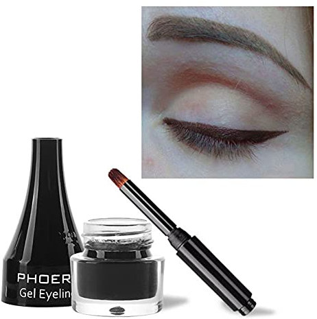 Eyeliner Cream Kit with Eyeliner Brush 6 Colors Colorful Eyeliner Gel Paste by KAYI (3brown)
