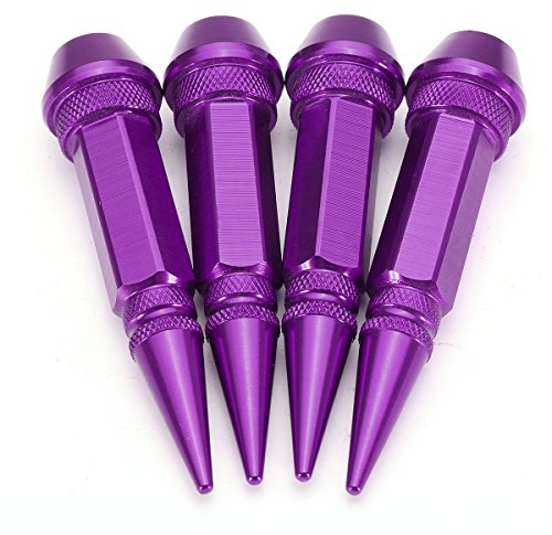C-FUNN 4Er Aluminium Reifen Staubdicht Felgen Ventilkappen Auto Auto Bike Spike Form - Lila