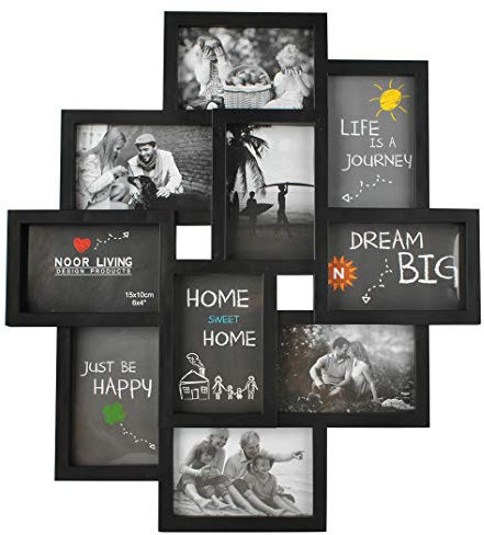 ISO TRADE Bilderrahmen Collage für 10 Fotos Bilder Kunststoff 10x15 Familie 6297, Farbe:Schwarz/Black