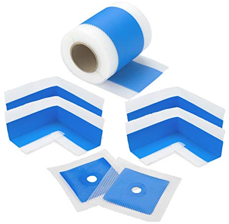 BH Bauhandel24 juego impermeabilización láminas líquidas para pintar previamente 10 m cinta sellado 4 esquinas 2 manguitos lámina impermeable ducha membrana impermeabilizante malla impermeabilizante