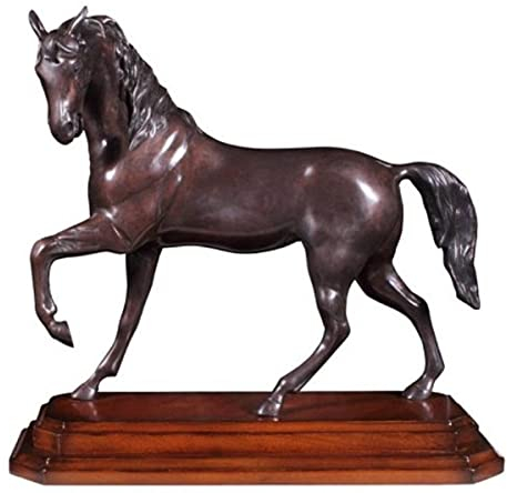 Casa Padrino Luxus Bronzefigur Pferd mit Holzsockel Bronze/Braun 42 x 17 x H. 40 cm - Dekofigur