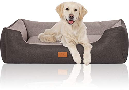 Knuffelwuff 14096-004 Hundebett Hundekörbchen Hundesofa Hundekissen Hundekorb Bezug Waschbar Luke Xl Schwarz-Grau