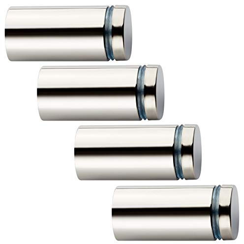 4 Stück Glas-Abstandshalter Ø 16 mm mit 26,2 mm Wandabstand Chrom poliert Abstandhalter Distanzstück Schildbefestigung von SO-TECH®