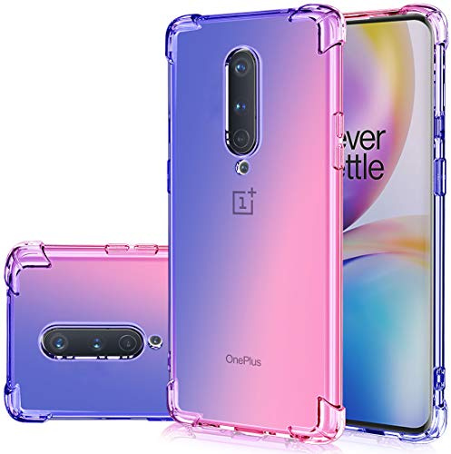 Gufuwo Custodia per OnePlus 6T/ per OnePlus 7, Copertura Morbida in TPU Sfumato - Antigraffio Ultra Sottile con Protezione Antishock Cover per OnePlus 7/para OnePlus 6T Blu/Rosa