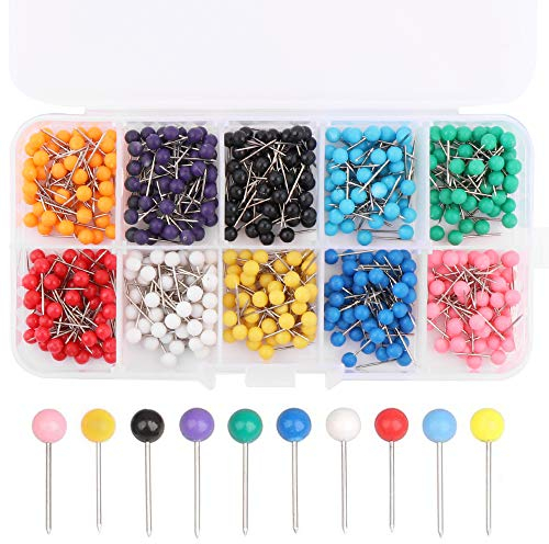 Karte Nagel Pinnadeln Rundkopf Stecknadeln Map Push Pins mit Kopf für Tafel Weltkarte Cork Board Notiztafel mit Edelstahlspitze 500 StüCk