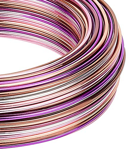 BENECREAT 41m 1.5mm Alambre de Aluminio Multicolor para Joyería Alambre Metálico de Bisutería con Caja de Embalaje para Manualidad, Artesanía - Plata, Rosa, Marrón, Violeta, Siena