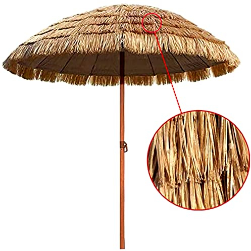 SDFGO Parasol vintage exotique paille inclinable 180cm Imitation de paille Pour La Plage/Piscine/Patio/Jardin/Balcon Rond