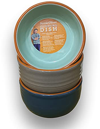 Jamie Oliver Terracotta Baking Dish/Snack & Dip Bowls Set of 3 Tapas Dipping Dishes - 11cm