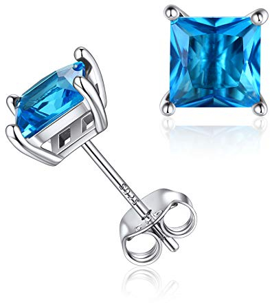 ChicSilver 925 mädchen Silber Quadrat Ohrstecker Schmuck für Dezember Mädchen Ohrstecker mit blauen Tansanit Geburtstagsgeschenk
