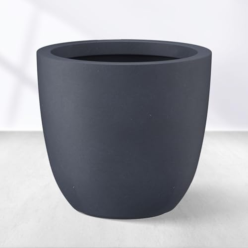 Kante Macetas Grandes de hormigón, macetas Redondas Modernas para Interiores y Exteriores, Ligeras, Resistentes a la Intemperie, sin Costuras con Agujero de Drenaje, Gris Oscuro, 18 Pulgadas de Ancho