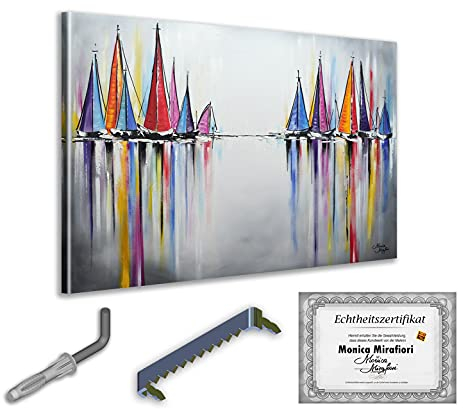 Monica Mirafiori I 100% HANDGEMALT I Gemälde Buntes Kleid 120x80cm | Gemälde Handgemalt | Acrylgemälde | Sehr Großes Acrylbild I Moderne Kunst I Kunstbilder