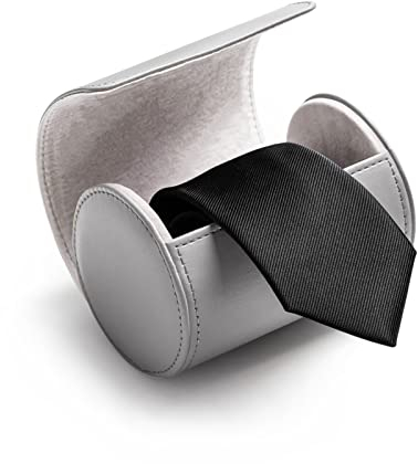 SANQIANWAN Krawattenbox Aufbewahrungsbox aus PU-Leder in Zylinderform (grau)