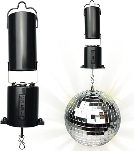 ArtCreativity Motorized Disco Ball Set – 4” Mirror Ball with 6.5” Battery-Powered Rotating Motor – Party and Room Decor for 70s, 80s, 90s Theme, Weddings, Birthdays, and Events