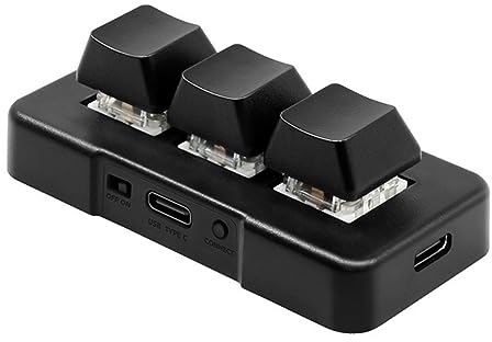 Cuifati 3-Tasten-Tastatur, Kabel Einhändige Mechanische RGB-Gaming-Tastatur DIY Programmierbare Makro-Tastatur, Plug-and-Play, USB-Gaming-Tastatur OSU HID-Programmierung Makro-Tasten