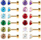 12 Paare flache Rückseite chirurgischen Edelstahl Ohrstecker, Schraube zurück Herz Stern Quadrat Teardrop vergoldet CZ Birthstone Ohrstecker Set Gold rund 5mm