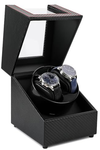 Kalawen Latest Double Watch Winder Box, Mute Japanese Motor, Dual Automatic Watches Winder Rotation Storage Display Box for Automatic Mechanical Watches-Black