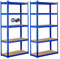 Arebos Schwerlastregal 2er Set | 180x90x30cm | 875kg Tragkraft | 0,63 mm | 5 MDF-Platten | Regal Lagerregal Kellerregal Steckregal Werkstattregal | Blau