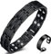 Vicmag Magnetarmband Herren Titanstahl-Magnetarmband Doppelreihige Ultra-Stärke-Magnete mit Einstellwerkzeug und Geschenkbox (Weizen Schwarz)