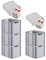 PROREGAL SuperSparSet 5x Eurobox NextGen Grip mit Scharnierdeckel und roten Schiebeschnappverschlüssen, HxBxT 32x30x40cm, 30 L, Grau, Griffe offen, Eurobehälter, Transportbox