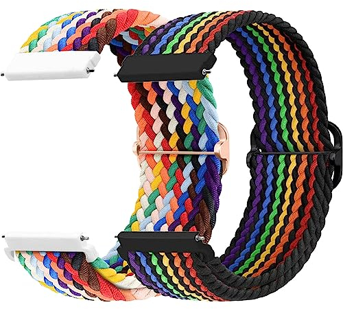 Bracelet pour Samsung Galaxy Watch 3 45mm/Galaxy Watch 46mm/Gear S3 Frontier, 22mm Bracelets Nylon Tressé pour Huawei Watch Gt 2/Gt 3/Gt 46mm/Watch 2/pour Garmin Venu/2 Montre Band Homme Femme,2PCS