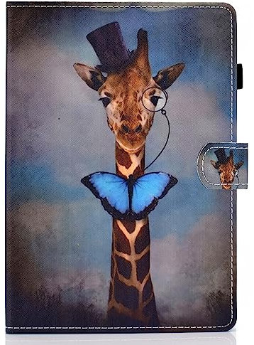 Bspring Étui pour 6 Nouveau Kindle (11e génération, modèle 2024/2022), Coque de Protection Kickstand avec Fente pour Carte et Support Pliable, Veille/Réveil Automatique,Girafe