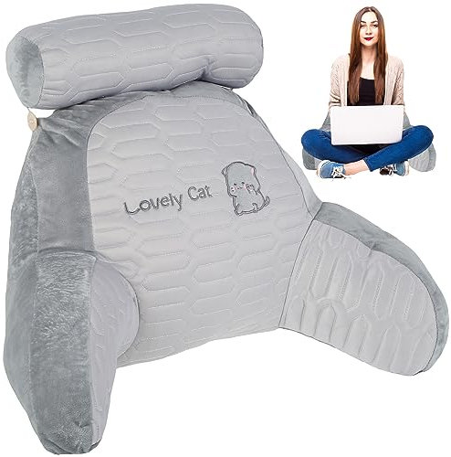 Reading Pillow for Bed Lovely 2 In 1 Backrest Pillows 23.6×17.7×7.8in Multifunctional Sofa and Bedside Cushion Soft Detachable Reading Back Support Rest Pillow for Reading Relaxing Watching TV