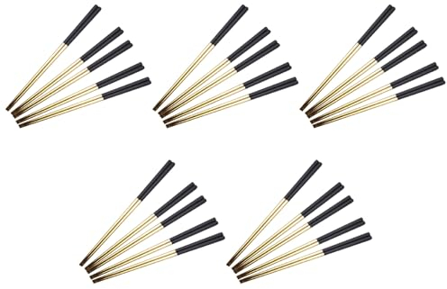 Camiesy Juego de 25 palillos de acero inoxidable , conjunto en conjunto de palos de metal negro para sushi