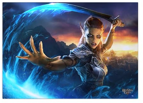 Displate Offiziell Dungeons and Dragons MetallPoster Magnetische Befestigung Inklusive Lizenziert Bilder Hochwertiges Poster Baldur's Gate III Key Arts Lae'zel 67.5 cm x 48 cm