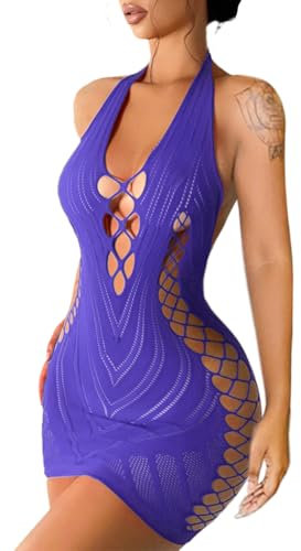 Buitifo Donne Sexy Lingerie Babydoll Fishnet Chemise Camicia da Notte Sexy Pigiama Abito Intimo(Viola M,KQQ)