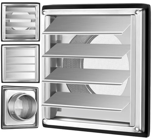 Lüftungsgitter Mit Rückstauklappe Wetterschutzgitter beweglichen Lamellen,Edelstahl Lamellengitter Belüftungsgitter Für Lüftungen. (125mm Lüftungsgitter Wetterschutzgitter)