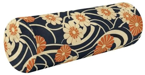 Japanisches schwarzes Wabi-Sabi-Blumenmuster, Nackenrolle, Sofa, runde Kissen, Memory-Schaum, Zylinderkissen, Rückenstütze